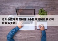 滄州小程序開(kāi)發(fā)制作（小程序定制開(kāi)發(fā)公司一般要多少錢）