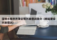 深圳小程序開發(fā)公司興田德潤簡介（網(wǎng)站建設興田德潤）